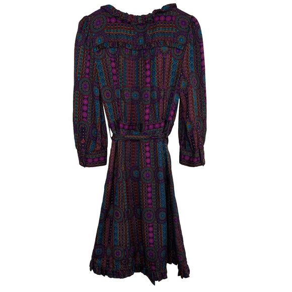 Marc By Marc Jacobs Silk Multi Colored Floral Ruffle Long Sleeve Boho Dress s3 - Picture 5 of 8